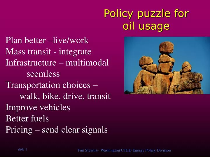 policy puzzle for oil usage