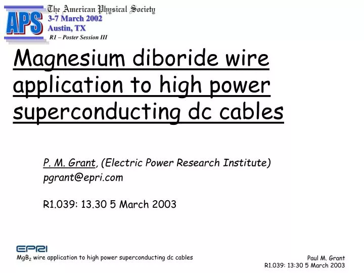 magnesium diboride wire application to high power superconducting dc cables