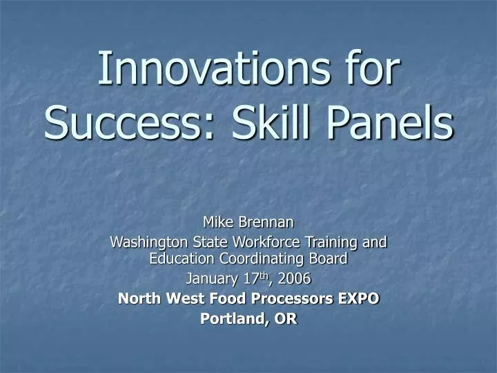 innovations for success skill panels