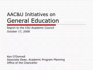 AAC&amp;U Initiatives on General Education