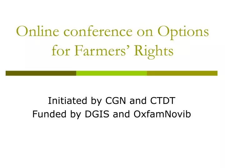 online conference on options for farmers rights