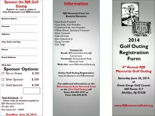 2014 Golf Outing Registration Form