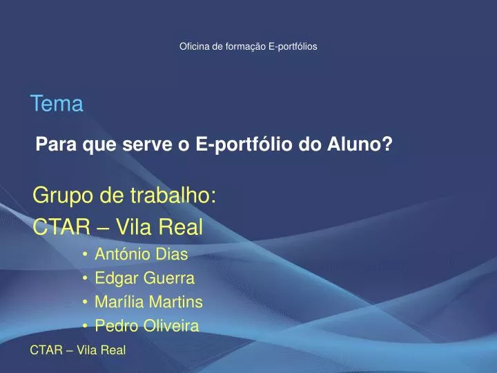 PPT - Oficina De Formação E-portfólios PowerPoint Presentation, Free ...