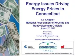 Presented by William Leahy Institute for Sustainable Energy At