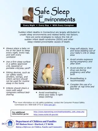 Sudden infant deaths in Connecticut are largely attributed to
