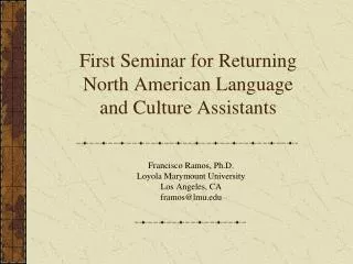 First Seminar for Returning North American Language and Culture Assistants