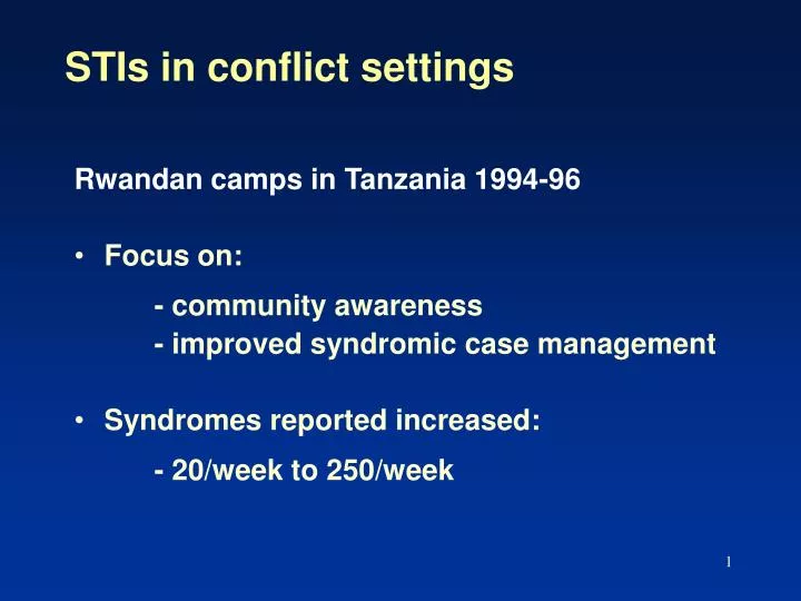 stis in conflict settings