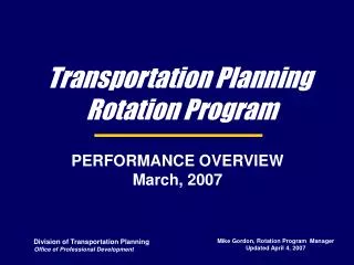 Transportation Planning Rotation Program