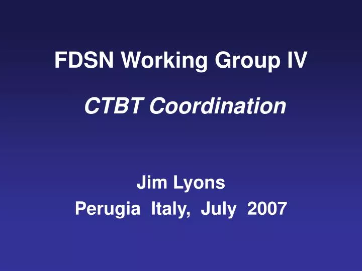 fdsn working group iv ctbt coordination