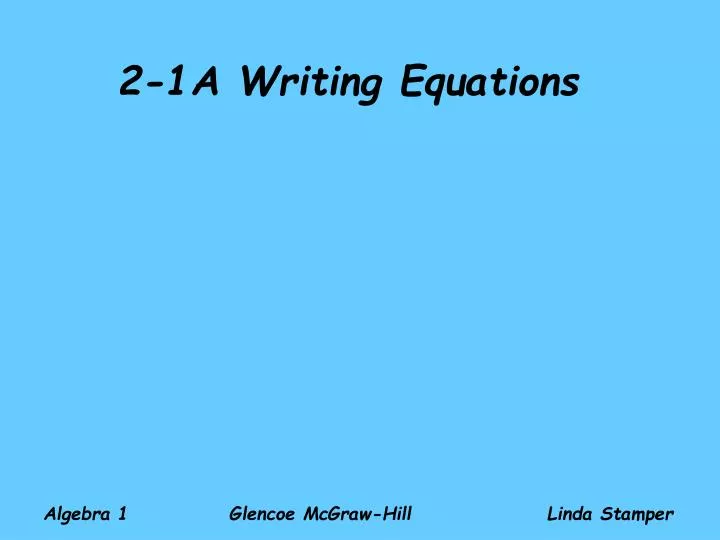 2 1a writing equations