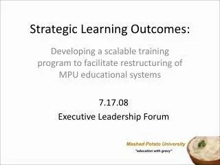 Strategic Learning Outcomes: