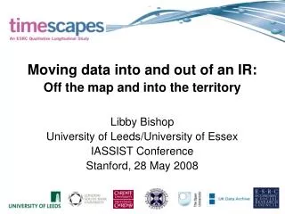 Moving data into and out of an IR: Off the map and into the territory Libby Bishop
