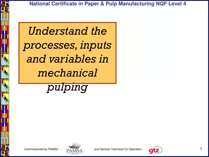 understand the processes inputs and variables in mechanical pulping