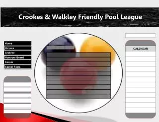 Crookes &amp; Walkley Friendly Pool League