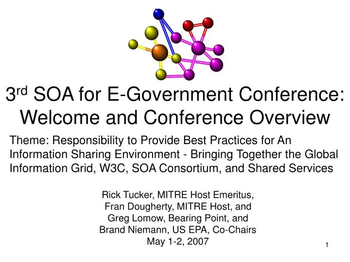 3 rd soa for e government conference welcome and conference overview
