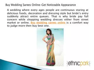 Buy Wedding Sarees Online-Get Noticeable Appearance