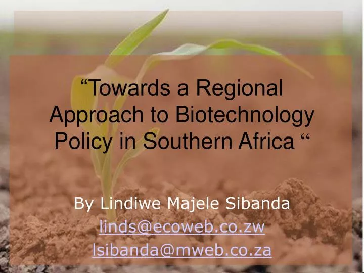 towards a regional approach to biotechnology policy in southern africa