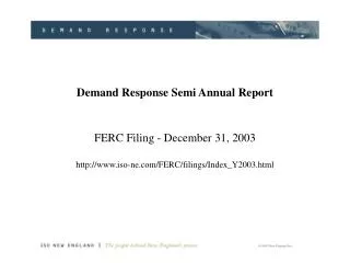 Demand Response Semi Annual Report