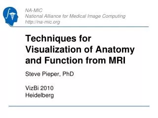 Techniques for Visualization of Anatomy and Function from MRI