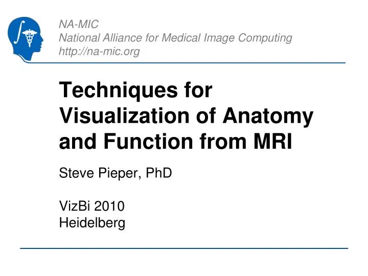 techniques for visualization of anatomy and function from mri