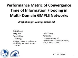 Performance Metric of Convergence Time of Information Flooding in Multi- Domain GMPLS Networks