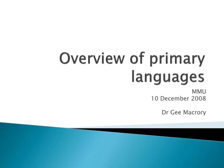 overview of primary languages