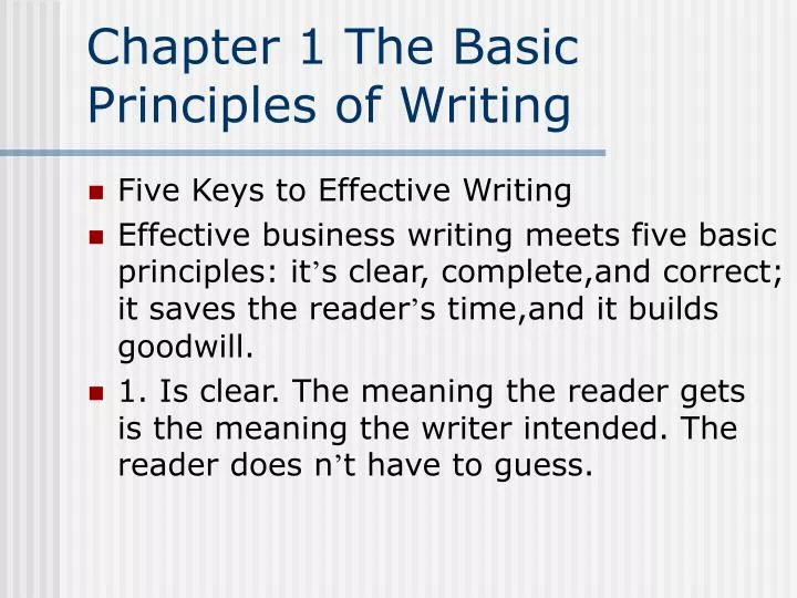 chapter 1 the basic principles of writing