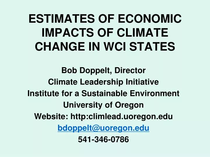 estimates of economic impacts of climate change in wci states