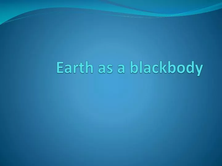 earth as a blackbody