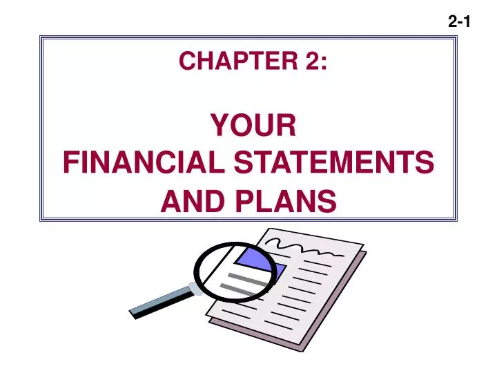 chapter 2 your financial statements and plans