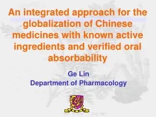 Ge Lin Department of Pharmacology