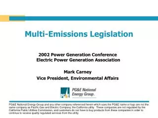 Multi-Emissions Legislation