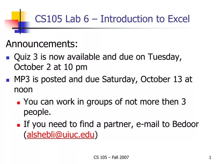 cs105 lab 6 introduction to excel