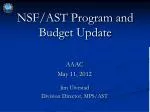 NSF/AST Program and Budget Update - slide 1