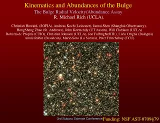 Kinematics and Abundances of the Bulge The Bulge Radial Velocity/Abundance Assay