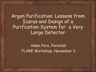 Adam Para, Fermilab FLARE Workshop, November 3