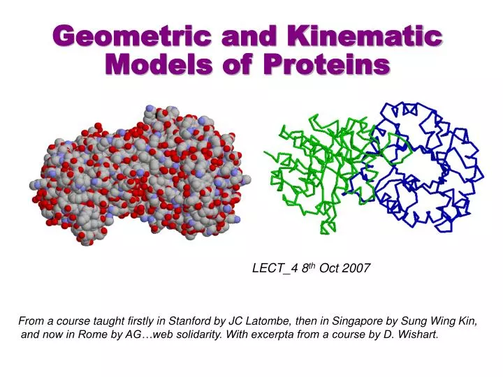 geometric and kinematic models of proteins
