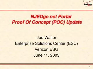 NJEDge Portal Proof Of Concept (POC) Update
