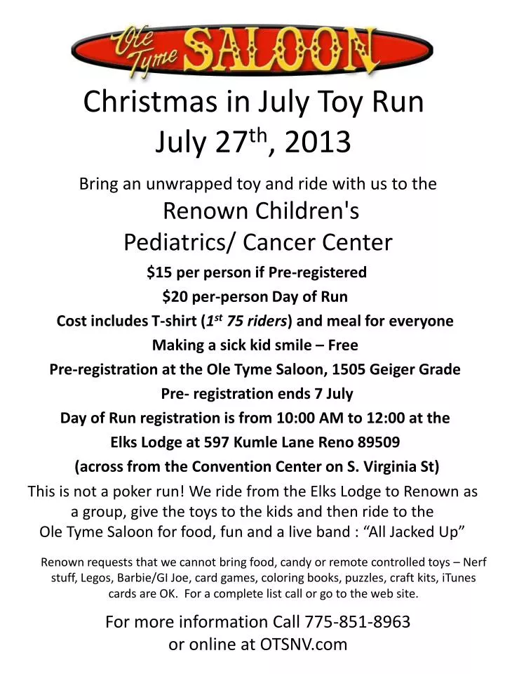 christmas in july toy run july 27 th 2013