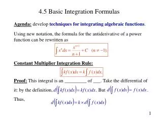 4.5 Basic Integration Formulas