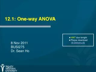 12.1: One-way ANOVA