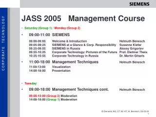 JASS 2005	Management Course