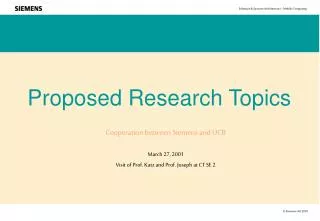 Proposed Research Topics
