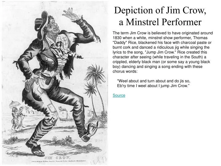 depiction of jim crow a minstrel performer