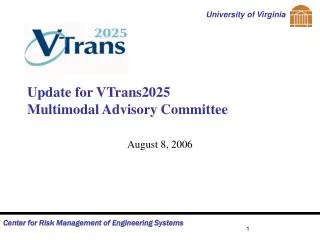 Update for VTrans2025 Multimodal Advisory Committee