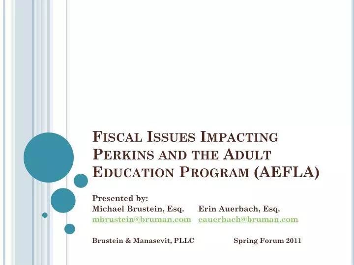 fiscal issues impacting perkins and the adult education program aefla