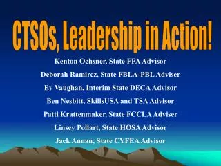 Kenton Ochsner, State FFA Advisor Deborah Ramirez, State FBLA-PBL Adviser