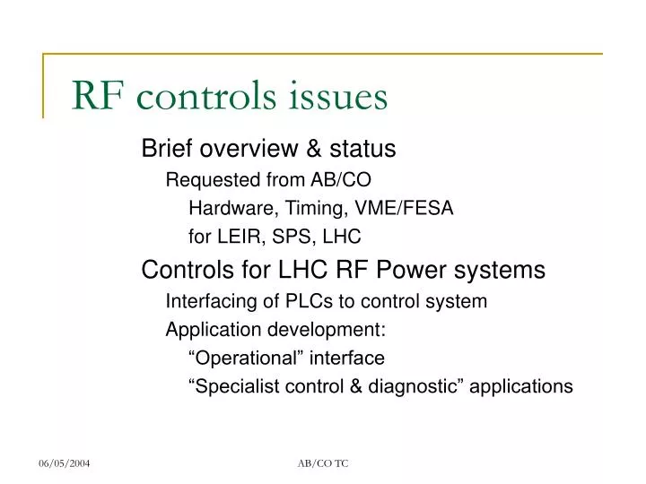 rf controls issues