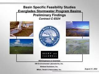 Basin Specific Feasibility Studies Everglades Stormwater Program Basins Preliminary Findings
