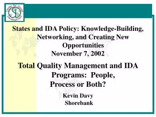 States and IDA Policy: Knowledge-Building, Networking, and Creating New Opportunities